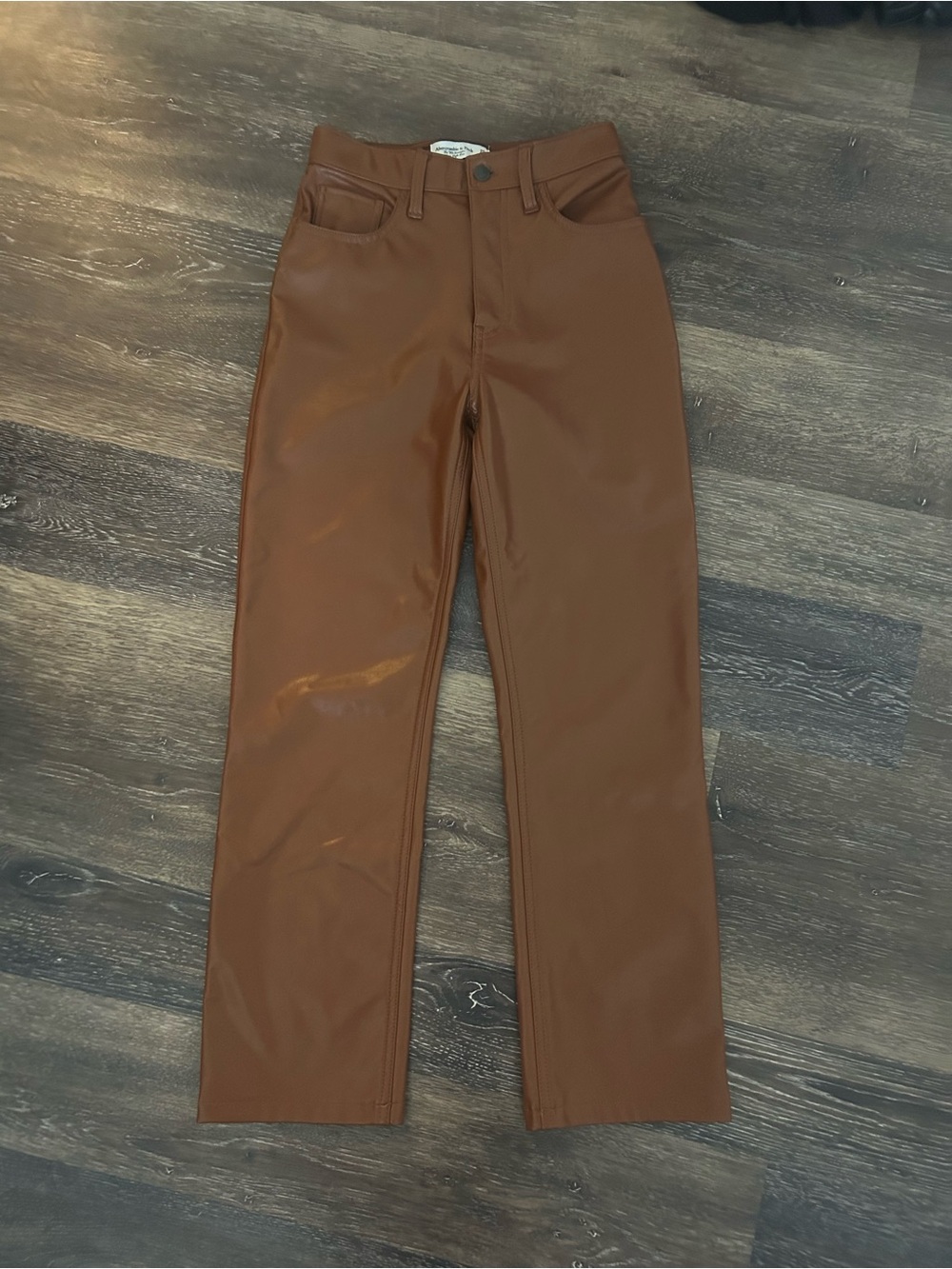 Abercrombie & Fitch 90’s Straight Ultra High Rise Brown Leather Pants